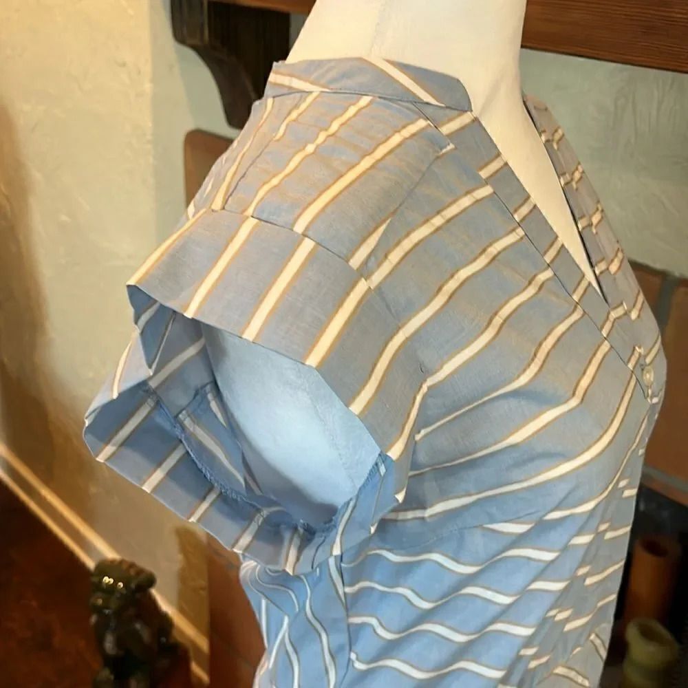 Veronica Beard RUCHED STRIPED SHIRT DRESS, 4! - Picture 5 of 9
